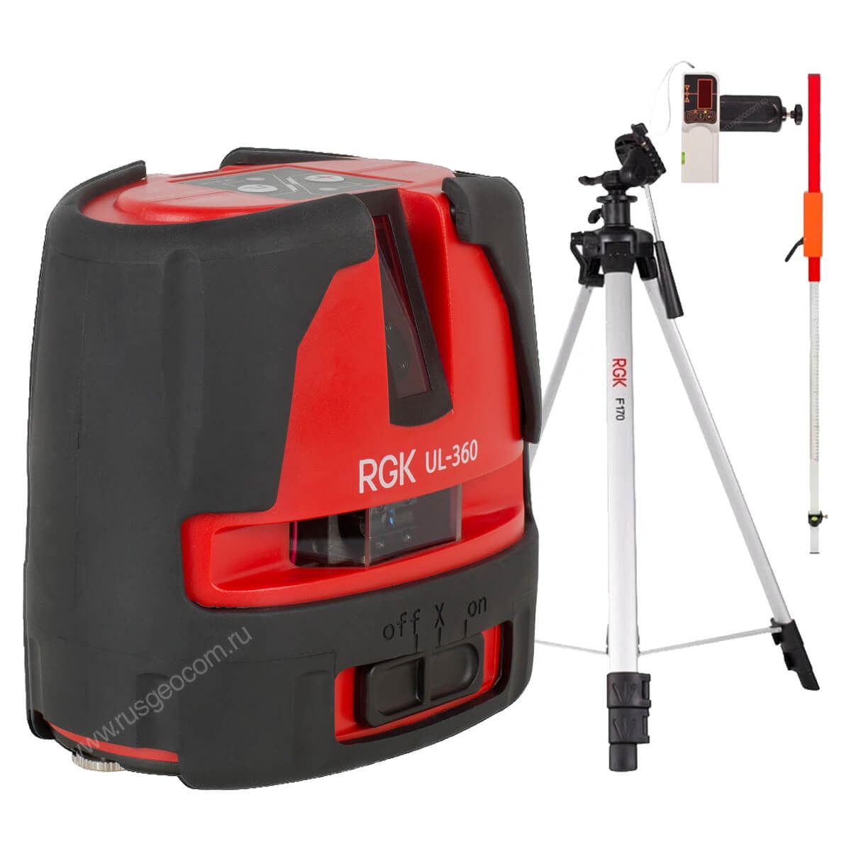 Комплект: лазерный уровень RGK UL-360 с калибровкой + штатив RGK F170 приемник RGK LD-5 ре...