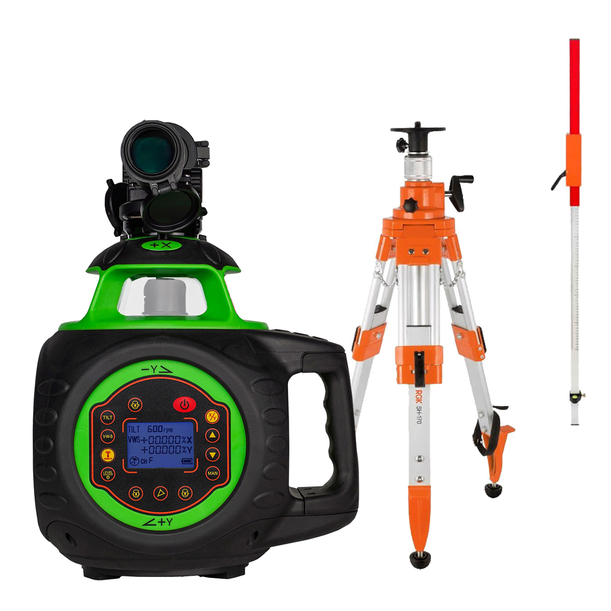 Комплект: ротационный нивелир AMO ROTOR 600G с калибровкой + штатив RGK SH-170 рейка RGK L...