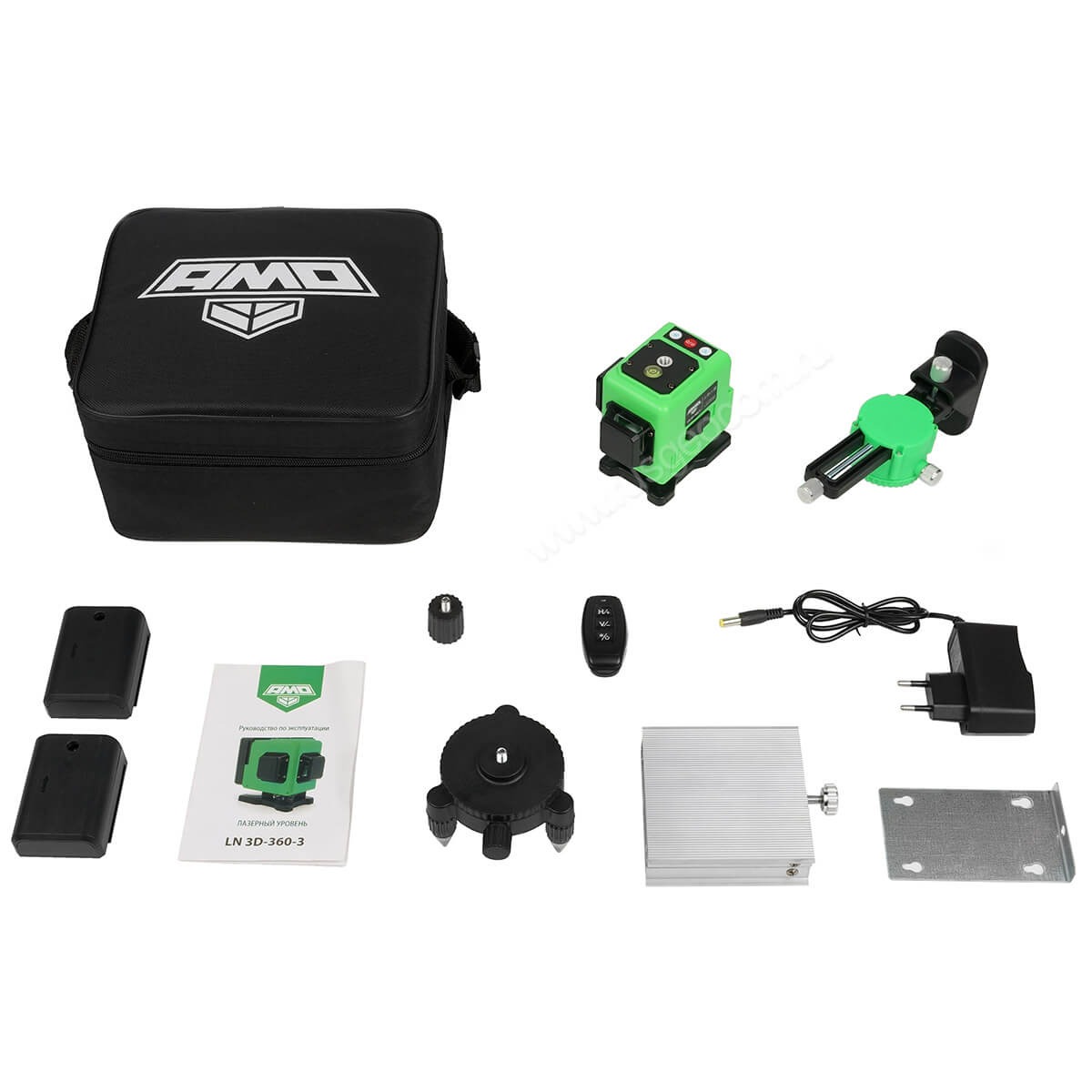 Лазерный уровень AMO LN 3D-360-3 с калибровкой с зеленым лучом — изображение 9