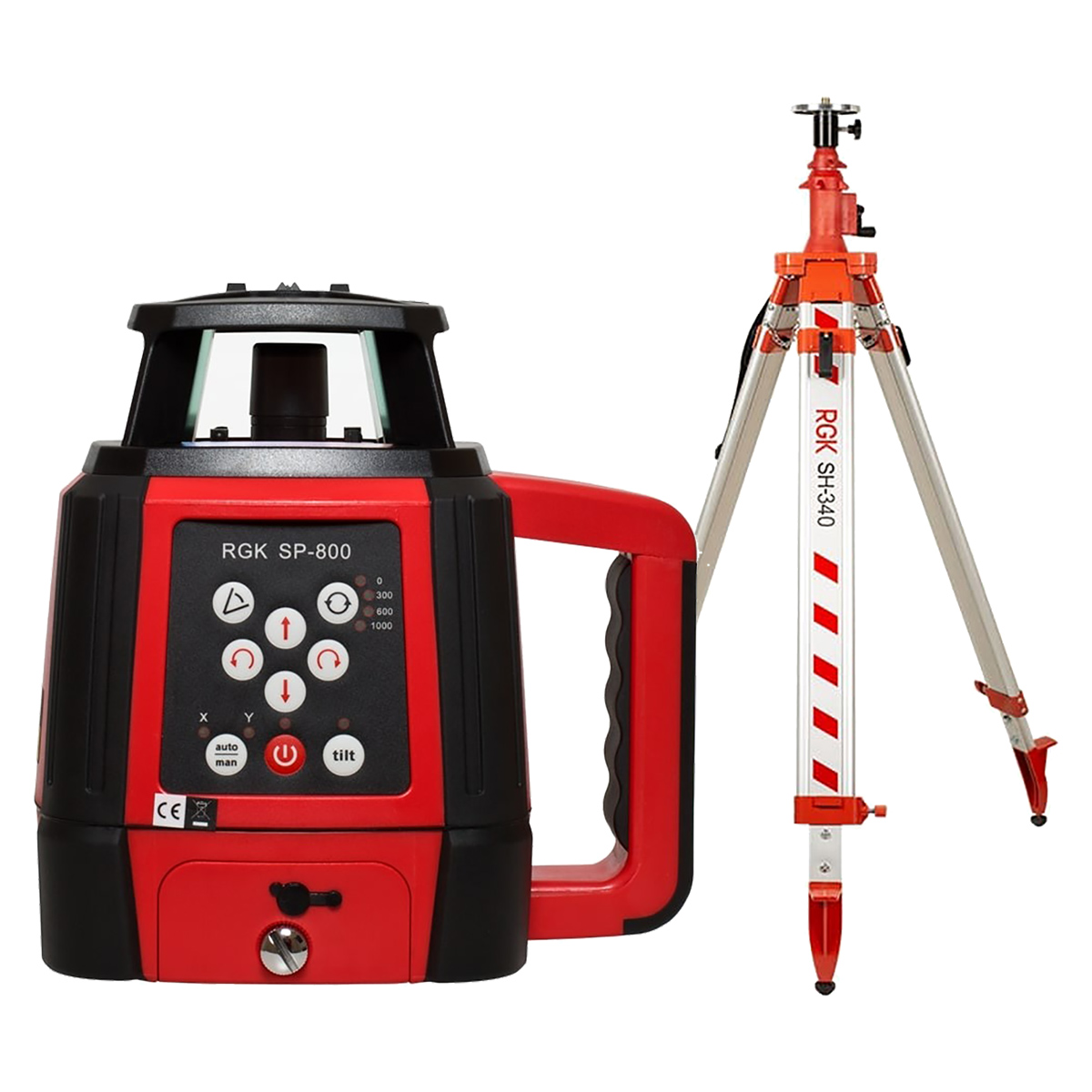 Комплект: ротационный нивелир RGK SP-800 + элевационный штатив RGK SH-340