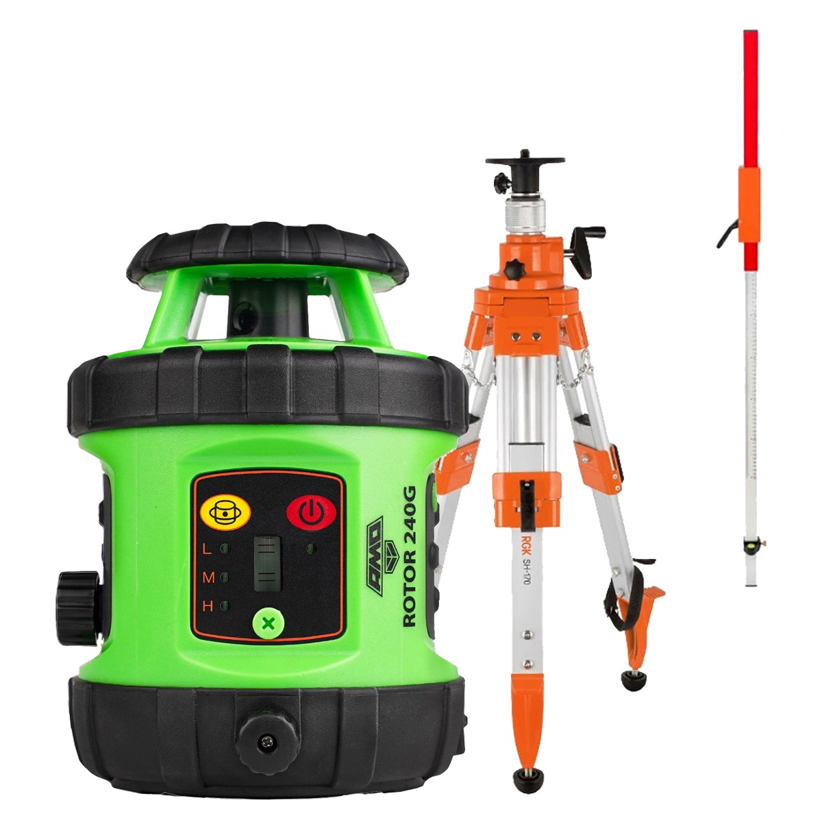 Комплект: ротационный нивелир AMO ROTOR 240G с калибровкой + штатив RGK SH-170 рейка RGK L...