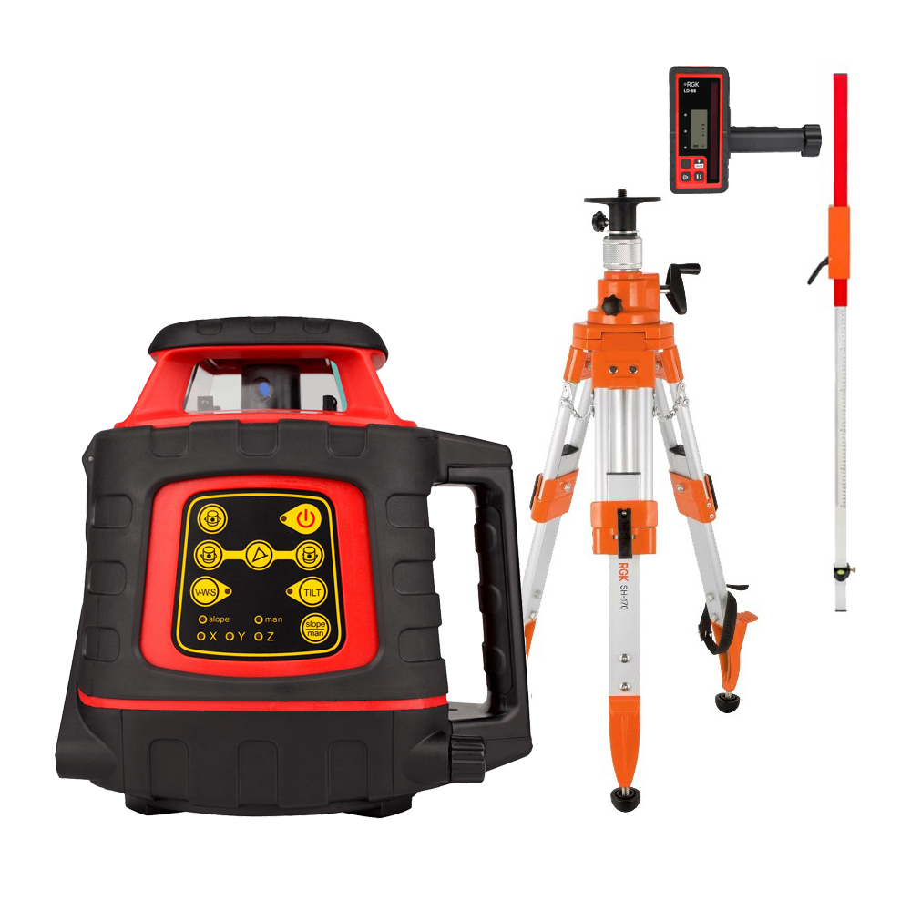 Комплект: ротационный нивелир AMO ROTOR 300 с калибровкой + штатив RGK SH-170 рейка RGK LR...