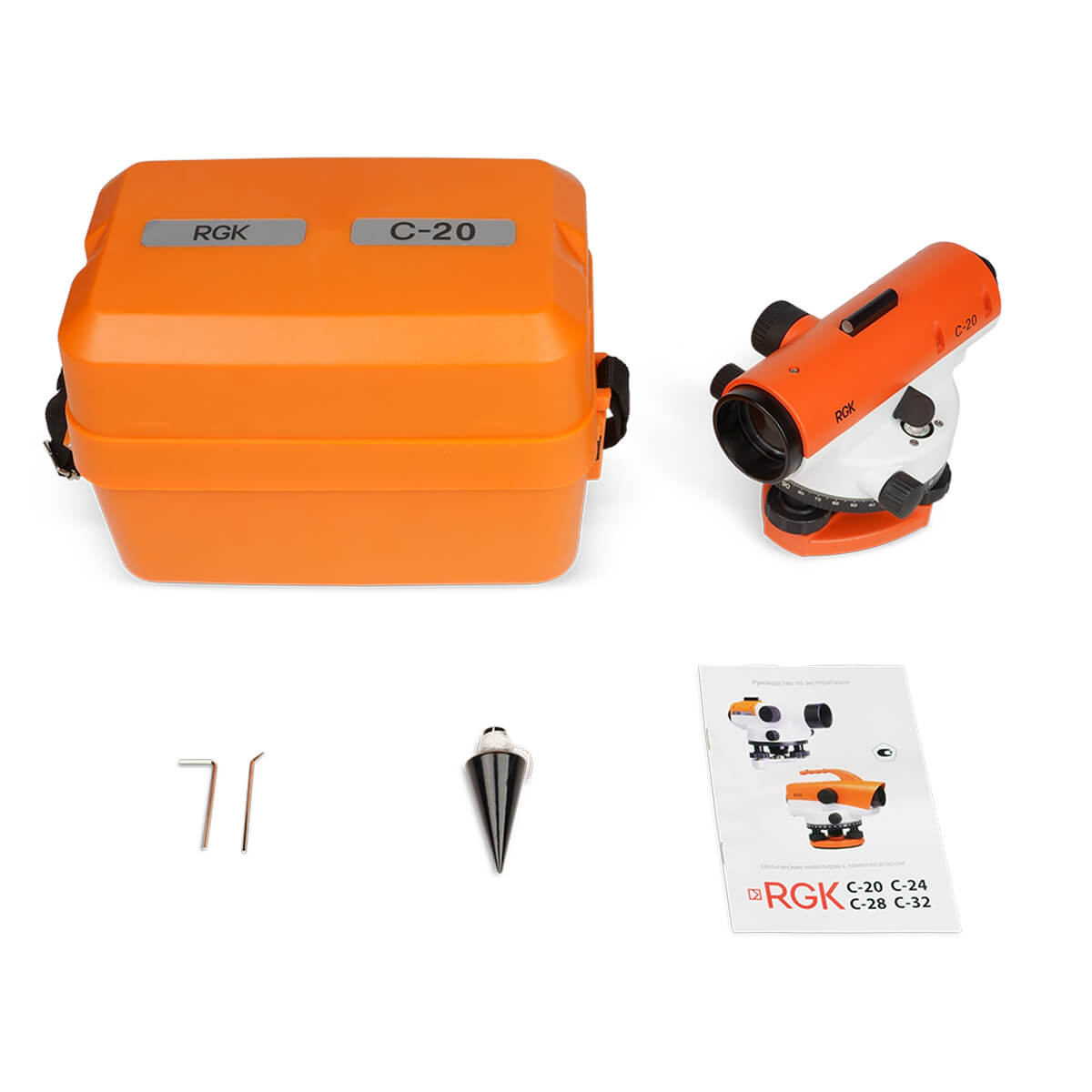 Комплект оптический нивелир RGK C-20 с поверкой + штатив S6-N + рейка AMO S4 — изображение 5