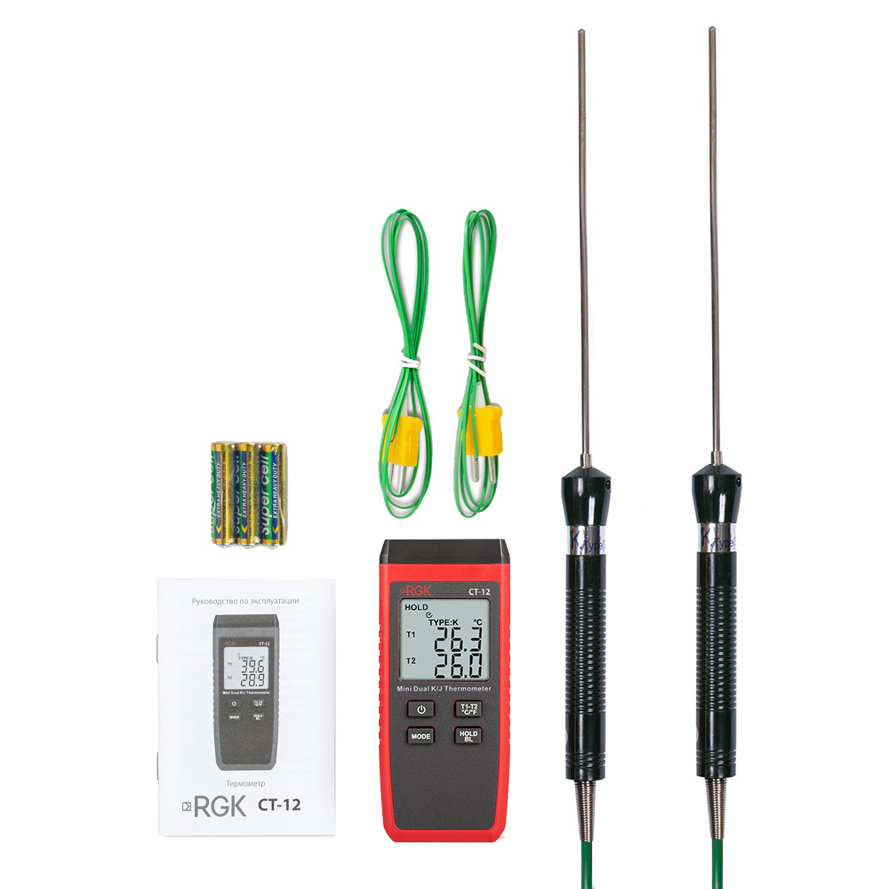 Термометр RGK CT-12 с погружными зондами температуры TR-10W с поверкой — изображение 2