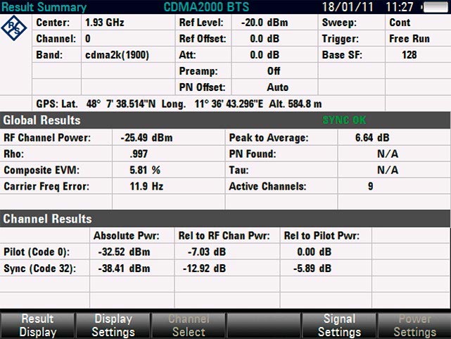 Опция общего анализа сигналов базовых станций CDMA2000 Rohde  Schwarz FSH-K46