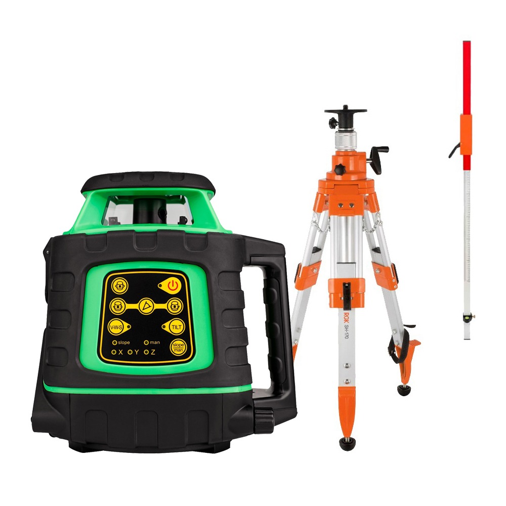 Комплект: ротационный нивелир AMO ROTOR 300G с калибровкой + штатив RGK SH-170 рейка RGK L...