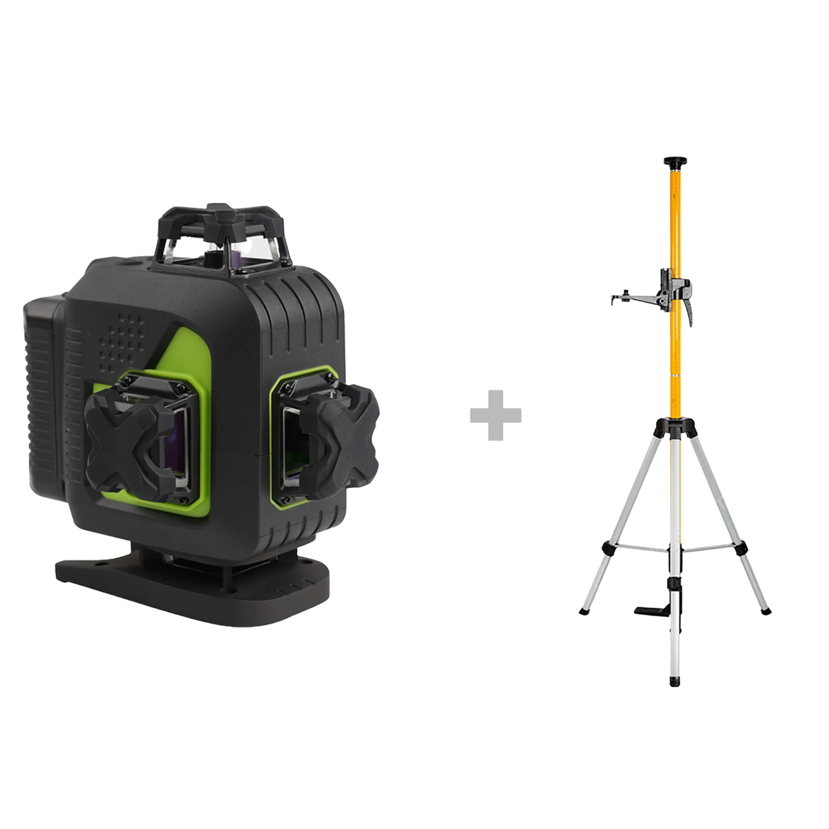 Лазерный уровень RGK PR-4D Green с зеленым лучом + RGK CG-2 — распорная штанга-штати...