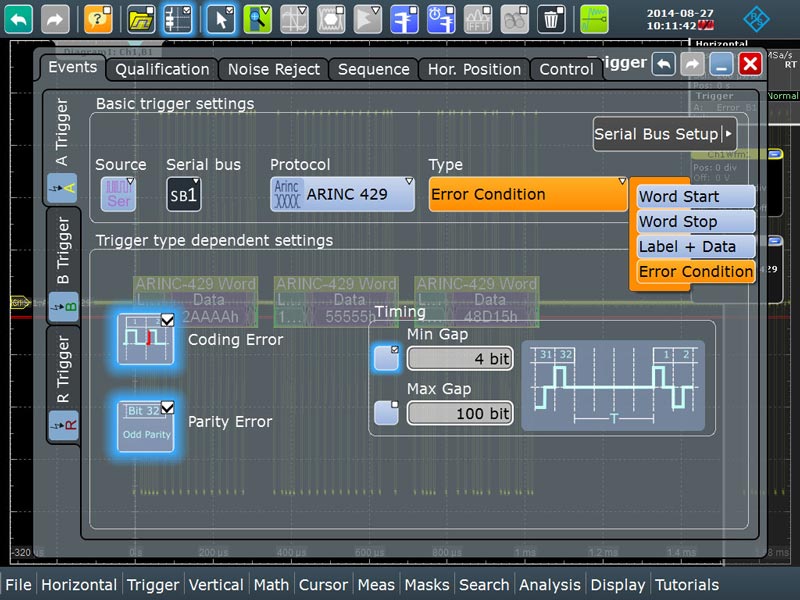 Опция синхронизации и декодирования последовательных шин данных ARINC 429 Rohde  Schwarz R...