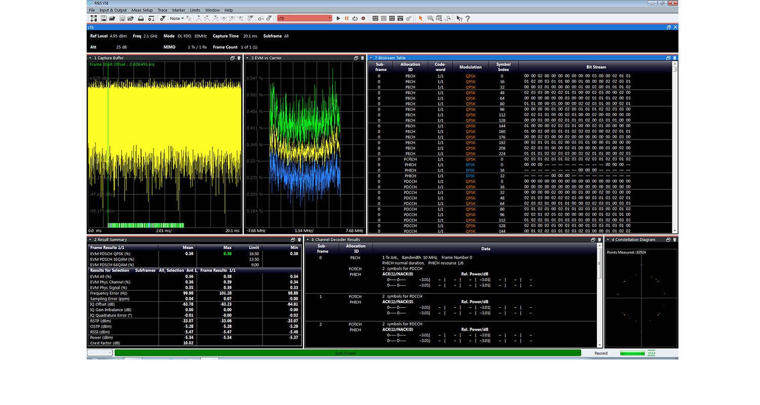 Измерения стандарта EUTRA/LTE FDD Uplink and Downlink RohdeSchwarz VSE-K100 для анализатор...