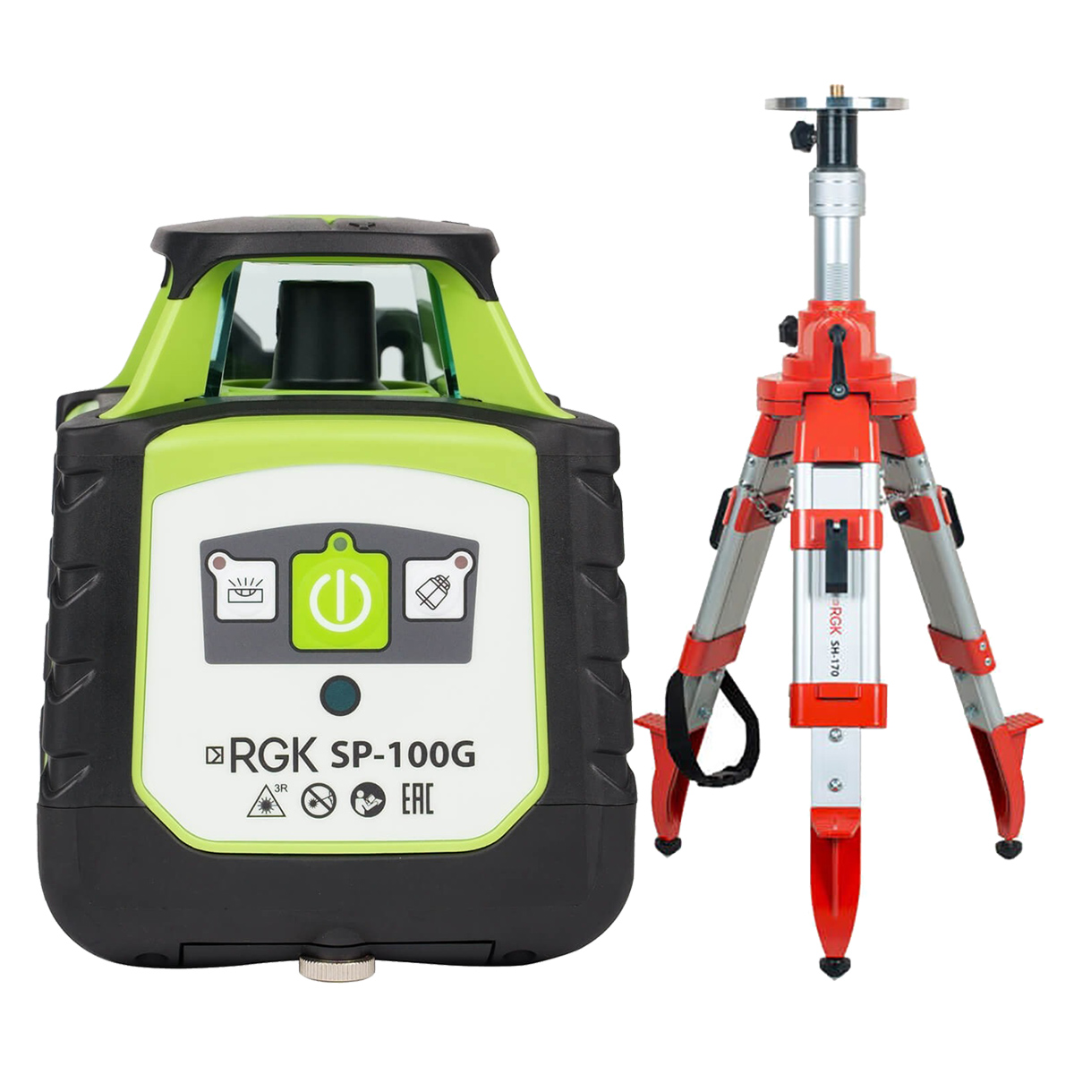 Комплект: ротационный нивелир RGK SP-100G + элевационный штатив RGK SH-170