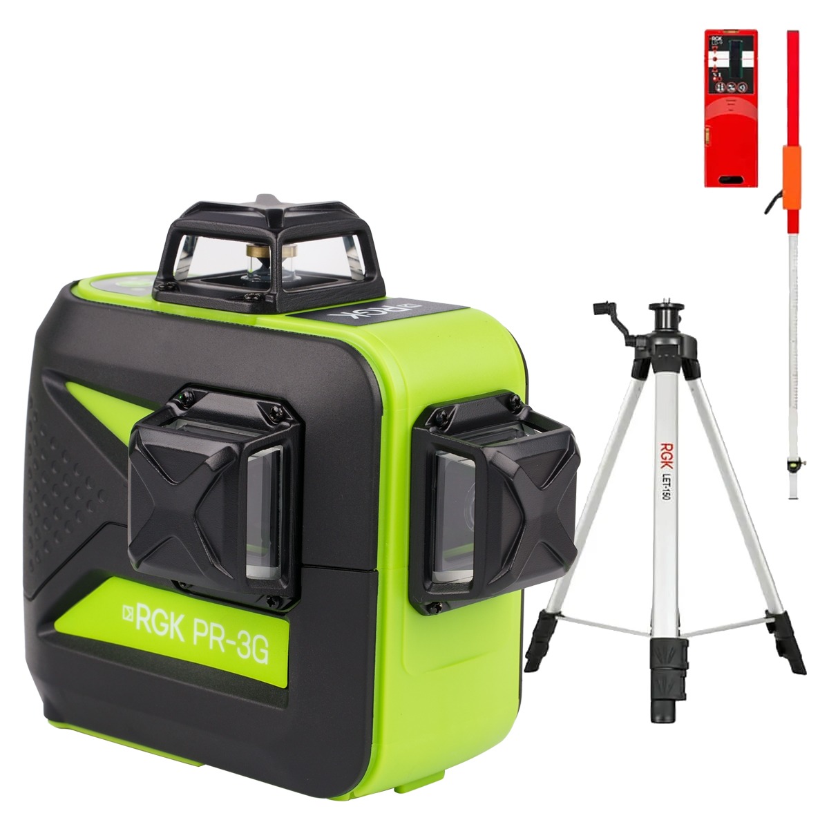 Комплект: лазерный уровень RGK PR-3G с калибровкой + штатив RGK LET-150 приемник RGK LD-9 ...