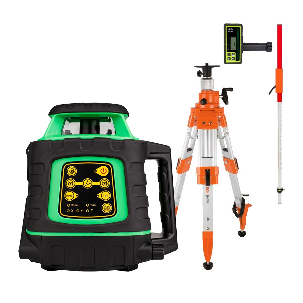 Комплект: ротационный нивелир AMO ROTOR 300G с калибровкой + штатив RGK SH-170 рейка RGK L...