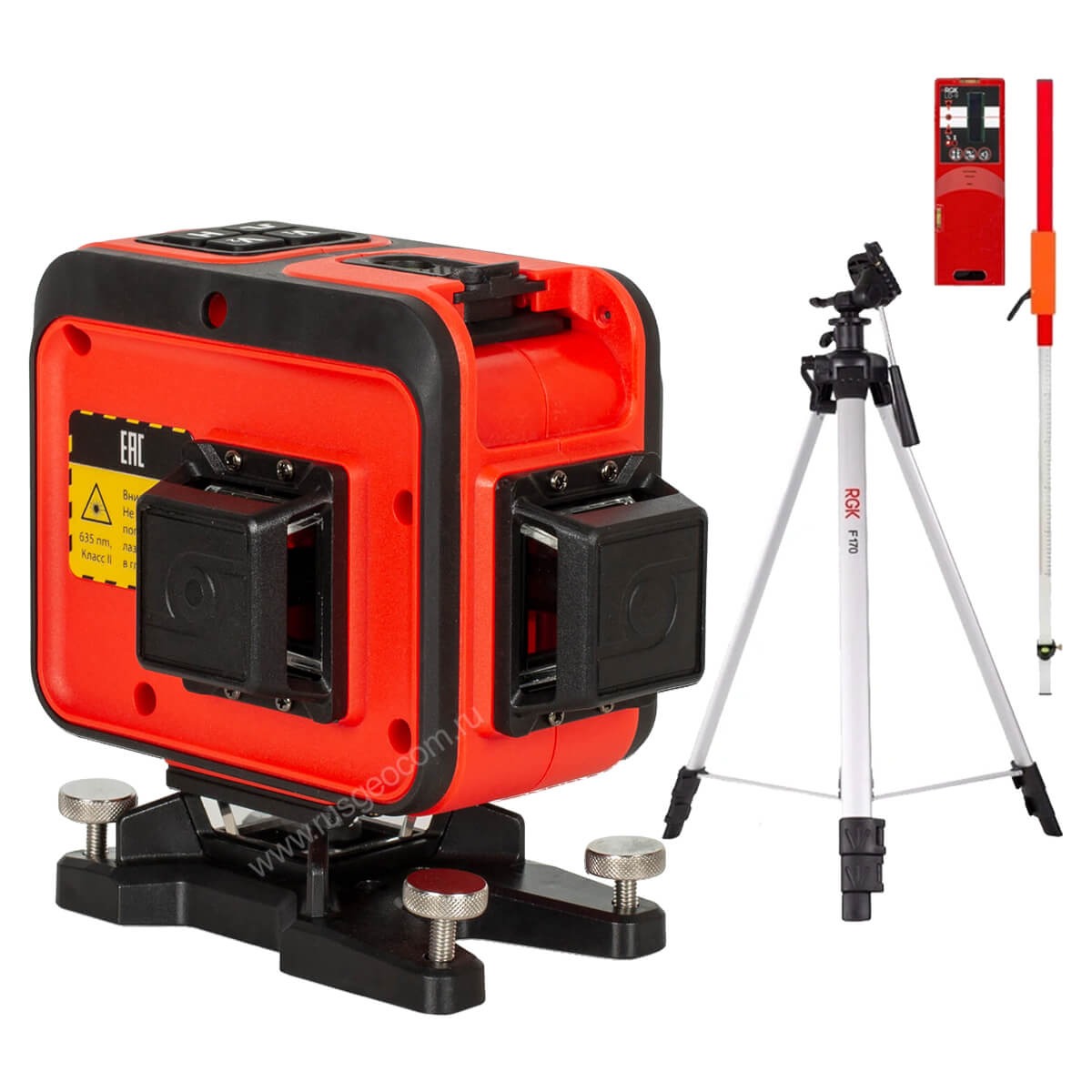 Комплект: лазерный уровень RGK PR-38R с калибровкой + штатив RGK F170 приемник RGK LD-9 ре...