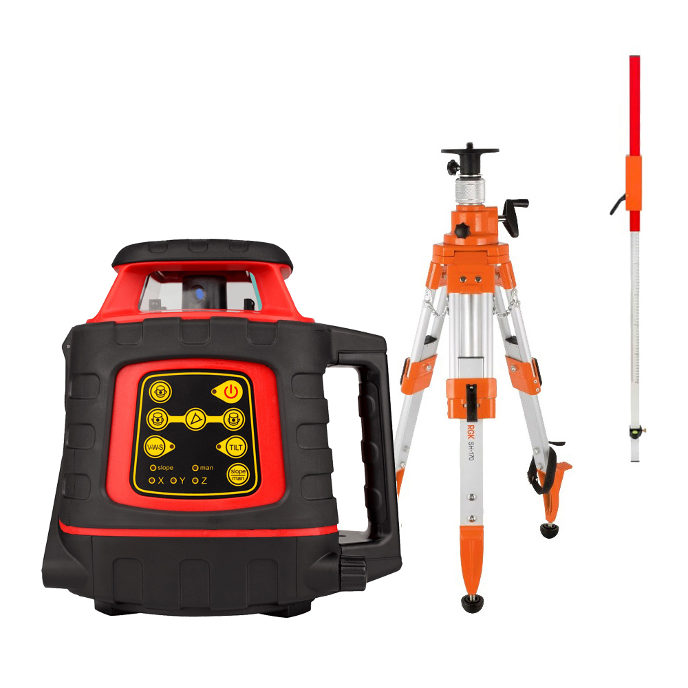 Комплект: ротационный нивелир AMO ROTOR 300 с калибровкой + штатив RGK SH-170 рейка RGK LR...