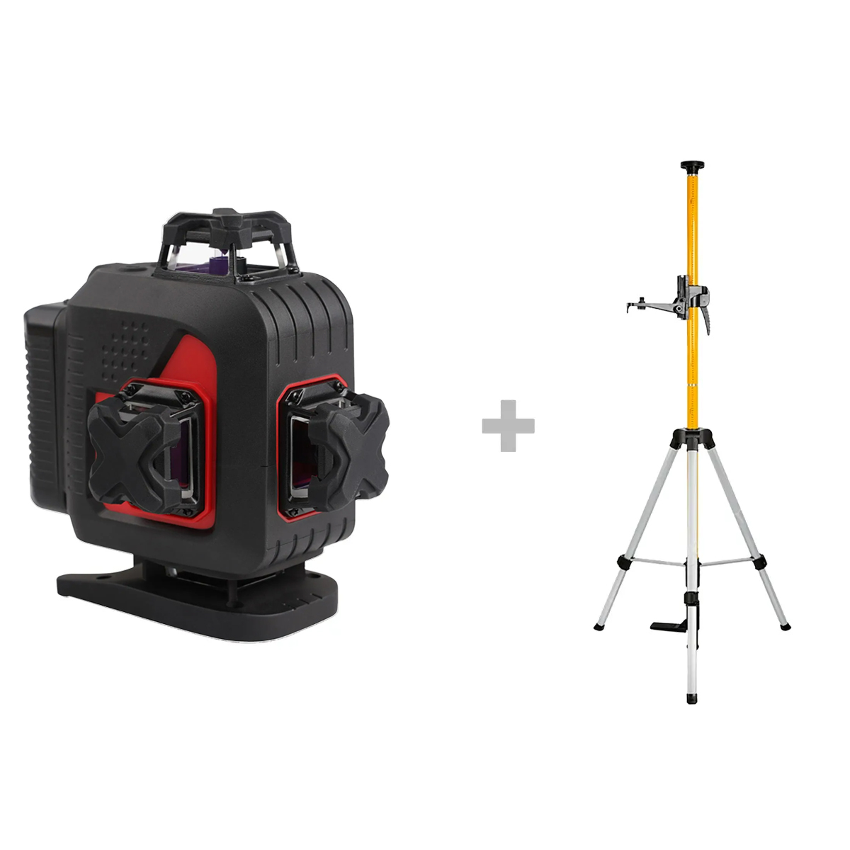 Лазерный уровень RGK PR-4D Red с красным лучом + RGK CG-2 — распорная штанга-штатив