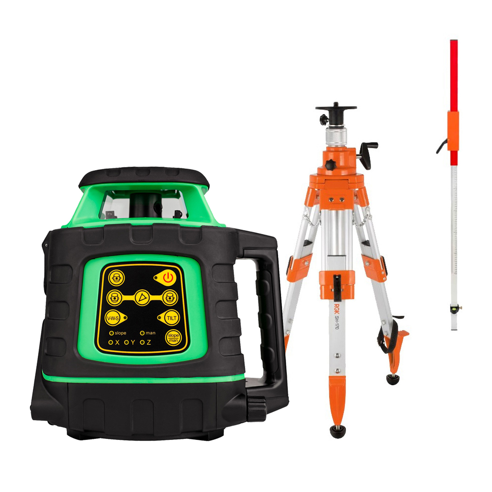 Комплект: ротационный нивелир AMO ROTOR 300G + штатив рейка