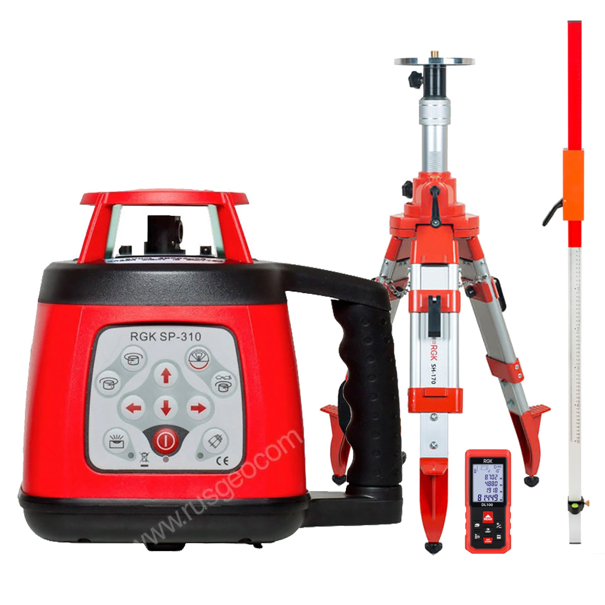 Комплект: ротационный нивелир RGK SP-310 с калибровкой + элевационный штатив RGK SH-170 + ...
